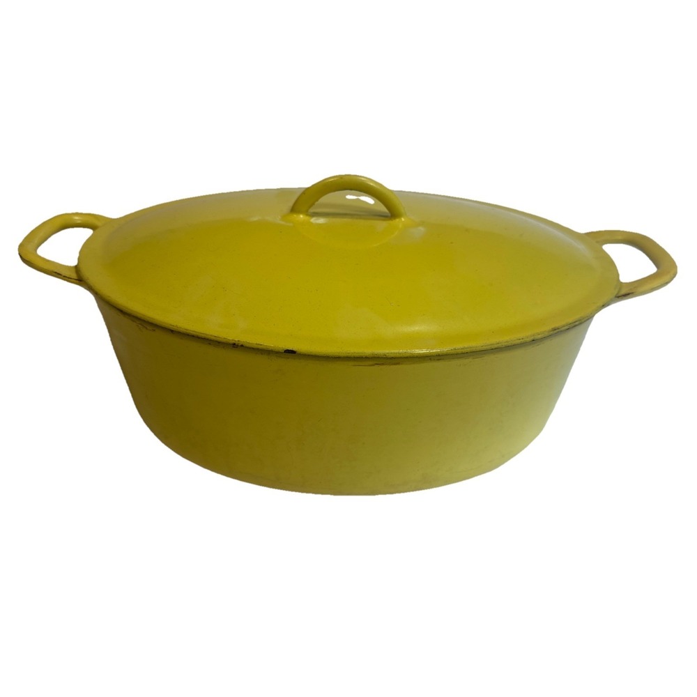 DESCOWARE Enamel Cast Iron Dutch Oven Yellow 11 1/2" x 9" Oval 3-C 12 FE Belgium